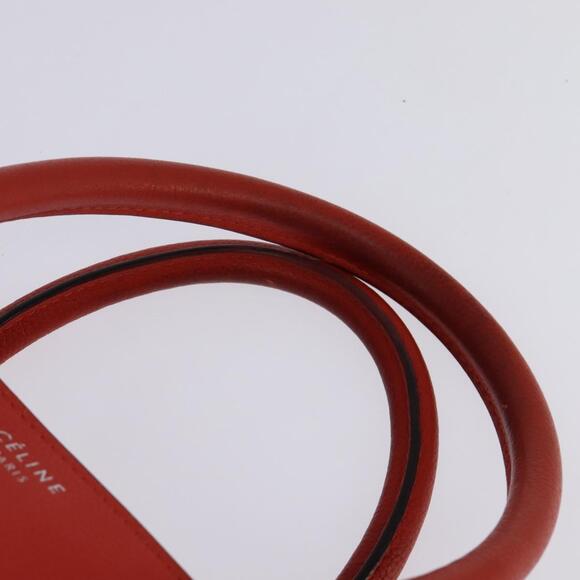 CELINE Luggage Hand Bag Leather Orange Silver - Picture 8 of 12